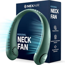 Load image into Gallery viewer, Portable Neck Fan - 3 Speed Rechargeable Bladeless Neck Fan, Adjustable Personal Green Neck Fan For Women &amp; Men Modern Design, Great Cooling Fan For Travel, Outdoors &amp; Sports
