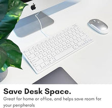 Load image into Gallery viewer, Macally USB Wired Keyboard for Mac and Windows PC - Plug and Play Apple Keyboard with 78 Scissor Switch Keys and 13 Shortcut Keys - Compact &amp; Small Keyboard that Saves Spaces and Looks Great - White

