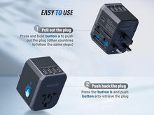 Load image into Gallery viewer, EPICKA Universal Travel Adapter One International Wall Charger AC Plug Adaptor with 5.6A Smart Power and 3.0A USB Type-C for USA EU UK AUS (TA-105, Grey)
