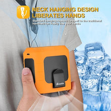 Load image into Gallery viewer, Zeadio Waist Clip Fan, 3 Spreed 10000mAh Operated Hands-free Wearable Necklace Fan, with lighting function for Hot Flashes Home Office Travel Outdoor Sports - Orange
