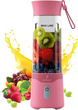 Load image into Gallery viewer, COKUNST 18oz Portable Blender, USB Rechargeable Personal Size Blenders, Smoothie Blender with 6 Blades for Protein &amp; Shakes, Mini juicer with Extra Handle Lid for Travel Sports Outgoing-Pink
