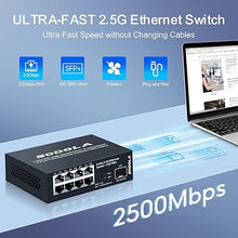 Load image into Gallery viewer, 8-Port Unmanaged 2.5G Switch,8 x 2.5GBASE-T Ports,1X10G SFP+,100Gbps Switching Capacity, Fanless, Metal?Plug &amp; Play 2.5Gb Network Switch
