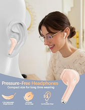 Load image into Gallery viewer, Bluetooth Headphones Small Ear Buds for Women Girls Workout Sports Earphones 5.3 True Wireless Earbuds with Mic for Apple iPhone 15 16 Pro Max 14 Plus 13 12 Google Pixel Samsung Galaxy S24 S23 Pink
