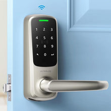 Load image into Gallery viewer, ULTRALOQ Latch 5 World&#39;s First Built-in WiFi Smart Lock with NFC, 5-in-1 Keyless Entry Door Lock with App Control, Smart Door Handle Lock with Touch Digital Keypad, Satin Nickel
