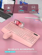 Load image into Gallery viewer, Wireless Keyboard and Mouse Combo - Full-Sized Ergonomic Keyboard with Wrist Rest, Phone Holder, Sleep Mode, Silent 2.4GHz Cordless Keyboard Mouse Combo for Computer, Laptop, PC, Mac, Windows (Pink)
