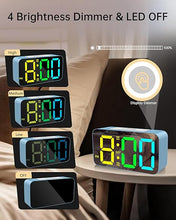 Load image into Gallery viewer, Rainbow Mirror Alarm Clock for Boy Girl Kids, Large Number Digital Mirror Clock with Night Light,3-Level Brightness+Off, 5 Volume, Battery Power-Off Memory,2 USB Port,Plug in Bedroom RGB Alarm Clock
