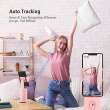 Load image into Gallery viewer, Auto Face Tracking Phone Holder, No App Required, 360° Rotation Face Body Phone Tracking Tripod Smart Shooting Camera Mount for Live Vlog Streaming Video, Rechargeable Battery-Pink
