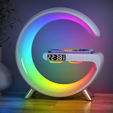 Load image into Gallery viewer, BKDRL Bluetooth Speaker Lamp with Wireless Charger, RGB Night Light, Alarm Clock, App Control - White
