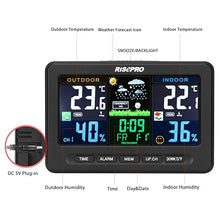 Load image into Gallery viewer, Wireless Weather Station with Outdoor Remote Sensor Indoor/Out Temperature and Humidity Alarm Clock Calendar Weather Forecaster with Color LCD Display
