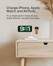 Load image into Gallery viewer, Belkin MagSafe-Compatible Charger, 3-in-1 Wireless Charging Station, Qi2-Certified 15W Wireless Charger for Apple iPhone 16 Series, Apple Watch, AirPods w/Non-Slip Base, 40W Charger Included - White
