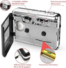 Load image into Gallery viewer, Cassette Player - Compact Tape Player Portable Recorder with Earphone-Convert Audio Music Cassette to MP3 Digital, Compatible with Laptop/PC/MAC- for Entertainment, Travel, Light Sports(Silver)
