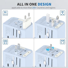Load image into Gallery viewer, EPICKA Universal Travel Adapter, International Power Plug Adapter with 3 USB-C and 2 USB-A Ports, All-in-One Worldwide Wall Charger for USA EU UK AUS (TA-105C, Blue)
