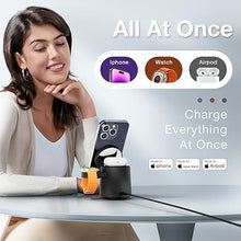 Load image into Gallery viewer, 2025 Upgrade 3 in 1 Charging Station for Apple MagSafe Charger, Adjustable Portable Wireless Charging Stand, Fast Wireless Charger Dock for iPhone 16 15 14 13 12 Pro Max &amp; Apple Watch AirPods (Black)
