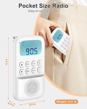 Load image into Gallery viewer, Digital AM FM Walkman Radio with Bluetooth, Portable Rechargeable Transistor Radio with Alarm Clock, Build-in Loud Speaker and Earphone Jack, Support TF Card Play and Record
