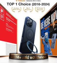 Load image into Gallery viewer, TORRAS Ultra Magnetic Ostand for iPhone 16 Pro Case [Fit for MagSafe] [Sturdy Stand &amp; Ring Holder] Mil-Grade Shockproof Matte Anti-Scratch Slim Protective Kickstand Case, Navy Blue 6.3 inch
