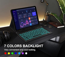 Load image into Gallery viewer, Keyboard Case for iPad Air 13-inch (M2, 2024) &amp; iPad Pro 12.9 (6th 2022/5th 2021/4th 2020/3rd 2018 Gen), Detachable Bluetooth Keyboard| Smart 7 Color Backlit| Slim Protection Cover with Pencil Holder
