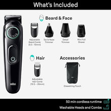 Load image into Gallery viewer, Braun All-in-One Style Kit Series 3 3470, 7-in-1 Trimmer for Men with Beard Trimmer, Ear &amp; Nose Trimmer, Hair Clippers &amp; More, Ultra-Sharp Blade, 40 Length Settings, Washable
