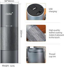 Load image into Gallery viewer, CERA+ Burr Portable Coffee Bean Grinder Electric Professional Small Convenient Espresso Coffee Grinder Suitable for Travel, Camping Gold with Bag

