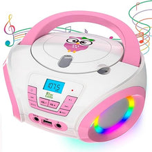 Load image into Gallery viewer, Tunes Kids Boombox CD Player for Children + FM Radio + Includes Batteries + Pink Radio - CD Player Children with Speakers Children and Toddlers - Pink
