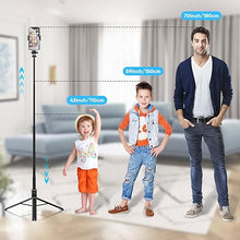 Load image into Gallery viewer, 71&quot; Tall Selfie Stick Tripod Quadripod with Remote &amp; with 360° Ballhead, Aluminum Alloy Extendable Cell Phone Tripod Stand, Travel Tripod Phone Holder Compatible with iPhone/GoPro
