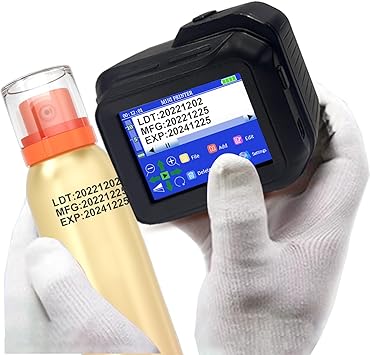 Portable Mini Handheld Inkjet Printer PC98 for Any Surface with Touch Screen Quick-Drying Ink Cartridge, Mobile Inkjet Coder 0.5