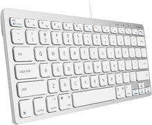 Load image into Gallery viewer, Macally Small Wired Keyboard for Mac and Windows - 78 Scissor Switch Keys Compatible Apple Keyboard - USB Mini Keyboard That Saves Space and Looks Great - Plug and Play Wired Mac Keyboard - Aluminum
