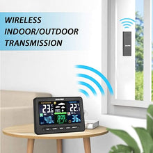 Load image into Gallery viewer, Wireless Weather Station with Outdoor Remote Sensor Indoor/Out Temperature and Humidity Alarm Clock Calendar Weather Forecaster with Color LCD Display
