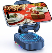 Load image into Gallery viewer, Cell Phone Stand with Wireless Bluetooth Speaker, Unique Gifts for Men/Women, Adjustable Phone Holder with 5 Colorful LED Modes, Anti-Slip Base HD Surround Sound, Compatible with iPhone/iPad, Blue
