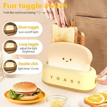 Load image into Gallery viewer, QANYI Small Table Lamp, Cute Toast Bread LED Bedroom Nightstand Light with Timer and Rechargeable, Cool Birthday Gift for Baby Kids Children Girls Boys
