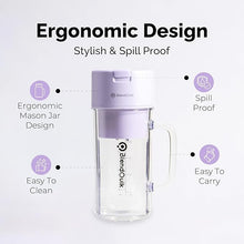 Load image into Gallery viewer, Personal Portable Blender For Shakes &amp; Smoothies, Leakproof &amp; Stylish Portable Mason Jar Shaker, Rechargeable Mini Blender with 10-Blade Blending System 14oz, Purple
