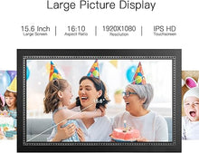 Load image into Gallery viewer, Digital Picture Frame 15.6 Inch Large Digital Photo Frame with 1920 * 1080 IPS Full HD Touchscreen, Humblestead 64GB WiFi Smart Frame Share Photos and Videos via AiMOR App, Wall Mountable
