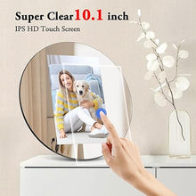 Load image into Gallery viewer, ThankVip Digital Picture Frame 10.1 Inch WiFi Digital Photo Frame, IPS HD Display Touch Screen,32GB Storage, Wall Mountable, Auto-Rotate, Share Photos and Video via Uhale App, Silver Mirrored
