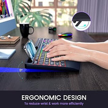 Load image into Gallery viewer, Wireless Keyboard and Mouse RGB Backlit- 2.4G Rechargeable Keyboard Full-Size with Phone/Tablet Holder, Silent Ergonomic Wireless Keyboard Mouse Combo for Computer, PC, Laptop
