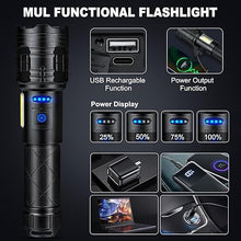 Load image into Gallery viewer, Rechargeable LED Flashlights High Lumens 2 Pack, 900000 Lumen Super Bright Flashlight with USB Cable, 7 Modes Powerful Flashlight Waterproof Flash Light for Home Emergencies Camping
