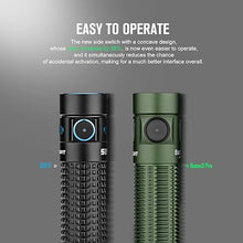 Load image into Gallery viewer, OLIGHT Baton3 Pro Rechargeable Flashlights, 1500 Lumens EDC Flashlight with MCC3, Compact Pocket Flashlight with L-Shape Stand and High-Performance LED for Camping and Emergency (OD Green Cool White)
