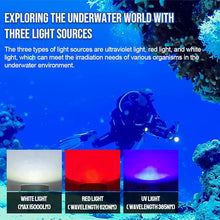 Load image into Gallery viewer, TrustFire DF90 Scuba Diving Light, 15000 Lumens Video Camera Photography Dive LED Flashlight, 70M Underwater Scuba Diving Flashlight, Super Bright, with Violet Red White Lights
