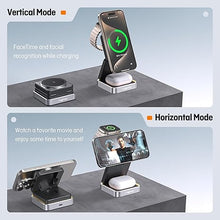 Load image into Gallery viewer, 2024 Upgraded Wireless Charger 3 in 1, Foldable Wireless Charging Station with Light for Apple MagSafe Charger, Travel Magnetic Charger Compatible with iPhone 16/15/14/13/12 Apple Watch

