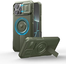 Load image into Gallery viewer, Dexnor for iPhone 16 Pro Max Case with Slide Camera Cover &amp; Adjustable Kickstand, Magnetic Rugged Shockproof Bumper Cases Heavy-Duty Magnetic Protective Cover,Army Green
