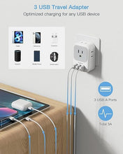 Load image into Gallery viewer, TESSAN Israel Power Adapter, US to Israel Travel Adaptor with 4 Outlets 3 USB Charging Ports, Type H Plug for Israel &amp; Palestine
