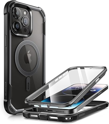 i-Blason Case for iPhone 15 Pro Max Compatible with MagSafe Bumper Case, Transparent Mobile Phone Case, Robust Protective Cover [Ares] with Screen Protector, Mobile Phone Case for iPhone 15 Pro Max