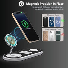 Load image into Gallery viewer, 2025 Upgraded 3 in 1 Charging Station for Apple Devices, Fast Magnetic Mag-Safe Wireless Charger Stand for iPhone 16/15/14/13/12 Series &amp; Apple Watch 1-9/Ultra &amp; AirPods Pro (Silver)
