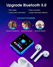 Load image into Gallery viewer, MP3 Player with Bluetooth 5.0 Portable HiFi Lossless Sound MP3 Music Player and FM Radio Recorder E-Book 2.4 inch Screen Maximum Support 128GB（Blue）
