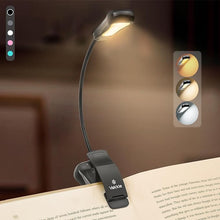Load image into Gallery viewer, Vekkia/LuminoLite Rechargeable Book Light, Reading Lights for Books in Bed, 3 Colortemperature × 3 Brightness, Clip on Book, Up to 70 Hours Lighting, Great for Readers, Travel (Black)

