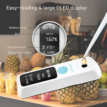 Load image into Gallery viewer, Digital Brix Refractometer and Concentration Meter, 0-55% Range, ±0.1% Precision, 0.05% Resolution,Waterproof,Rechargeable and Portable, Beer, Wine, Fruit and More
