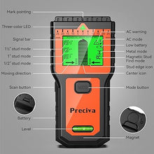 Load image into Gallery viewer, Stud Finder, Preciva Wall Scanner-8 in 1 Multifunctional Wall Detector with 6 Modes &amp; 2 Functions for Studs, Wood, Metal, and AC Wires Detection (9V Battery Included)
