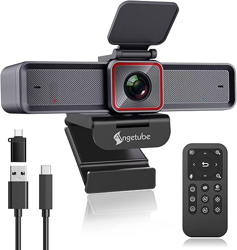 Angetube 4K Webcam with AI Tracking,Remote Control 4K Web Camera/10X Digital Zoom 1080P 60fps Web cam with USB 3.0 HDR/Dual Noise Cancelling Microphones for Video Calls/Meetings/Streaming/Skype/Zoom