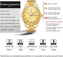 Load image into Gallery viewer, OLEVS Luxury Diamond Watches for Men Waterproof Mens Fine Business Casual Watch Calendar Week Analog Quartz Watch for Christmas
