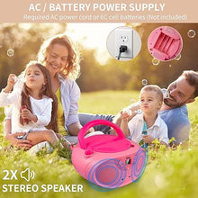 Load image into Gallery viewer, hPlay Gummy GC04 Portable CD Player Boombox with AM FM Digital Tunning Stereo Radio Kids CD Player LCD Display, Aux-Port Supported AC or Battery Powered - Pastel Pink
