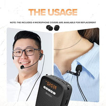 Load image into Gallery viewer, 15W Portable Mini Voice Amplifier with Lapel Microphone &amp; Wired Microphone Headset, Rechargeable Megaphone Speaker with 2 Mics for Teachers, Small Pa System for Classroom
