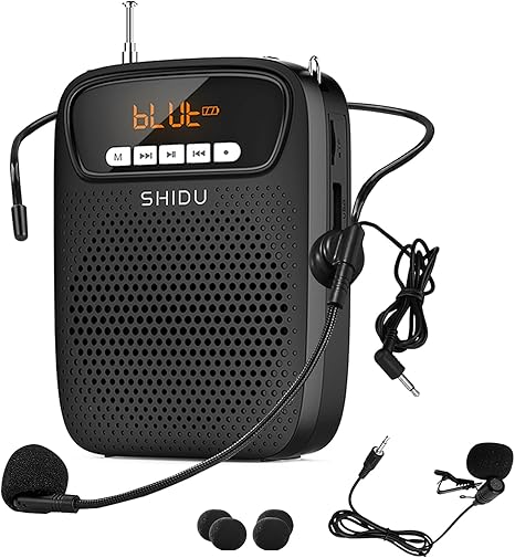 15W Portable Mini Voice Amplifier with Lapel Microphone & Wired Microphone Headset, Rechargeable Megaphone Speaker with 2 Mics for Teachers, Small Pa System for Classroom